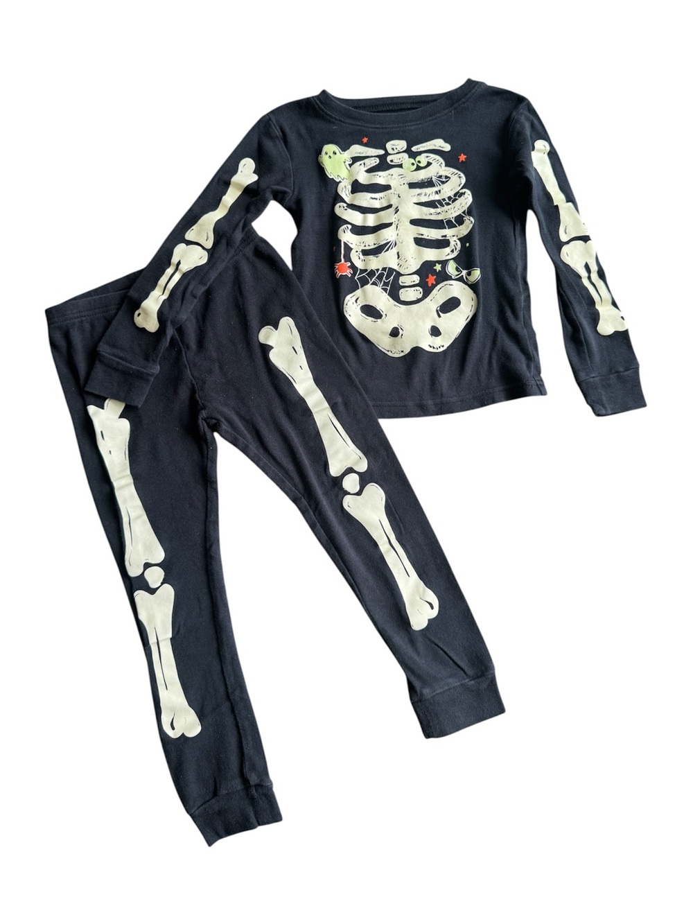 Carter’s Boys Skeleton Halloween Pajama Black Glow Style Size fit 3T (tag 4t)